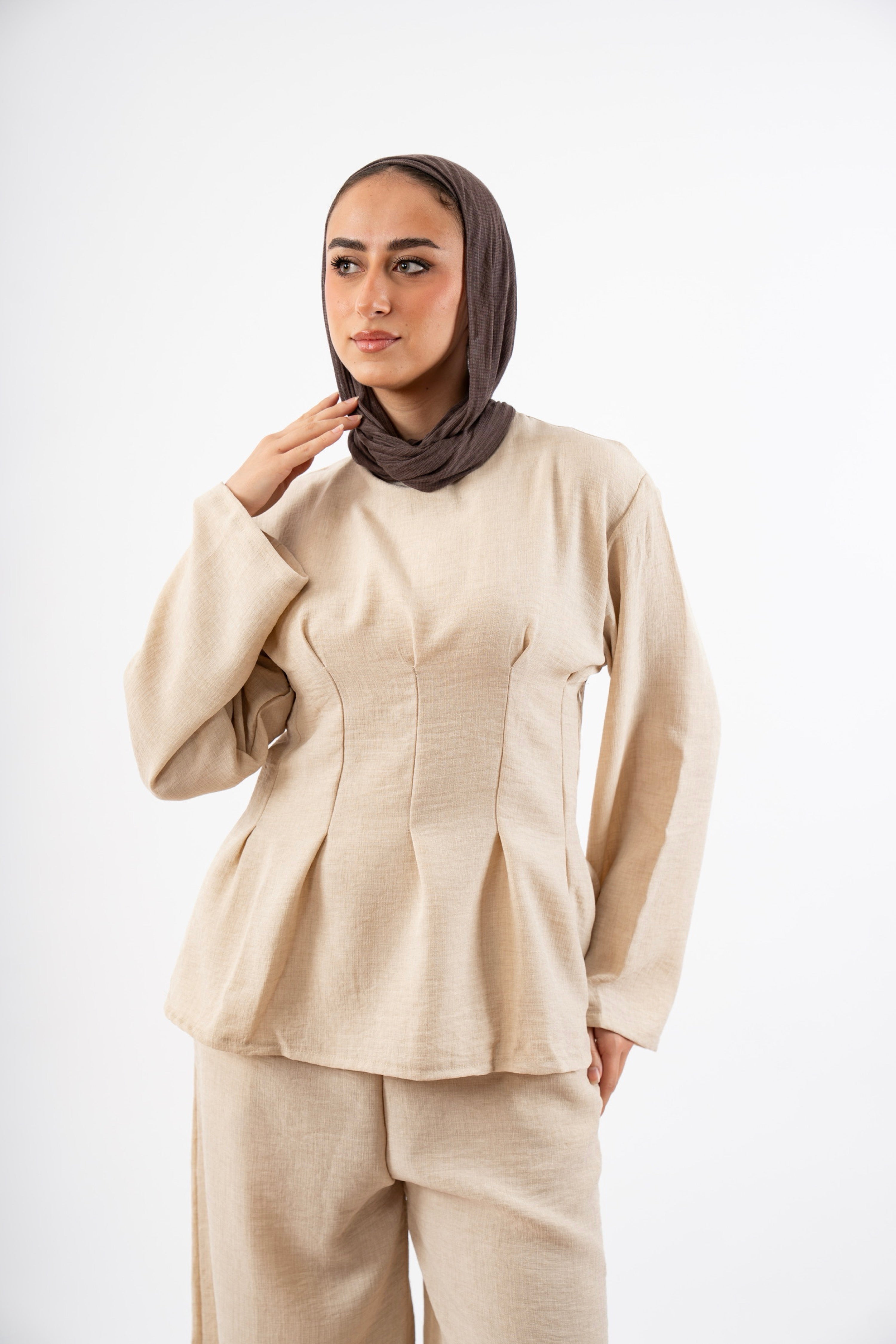 Snatched Waist Set in Beige