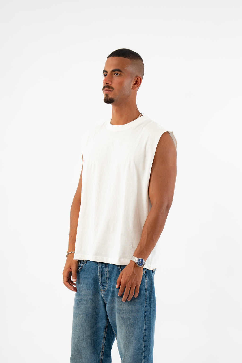 Sleeveless Tee in white