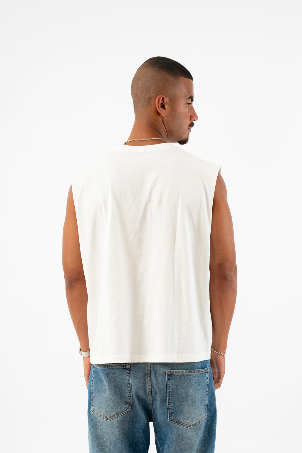 Sleeveless Tee in white